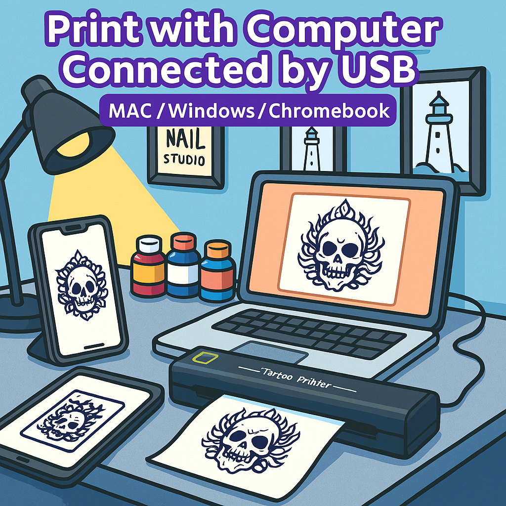 P84 Wireless Tattoo Stencil Printer - Professional & Beginner Friendly, Bluetooth & USB Connectivity, Free Stencil 10 Paper Included
