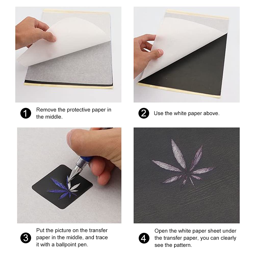 Tattoo Transfer Paper - 100 Sheets A4 Size, Thermal Stencil Paper for Tattoo Transfer Kit - Commercial & Personal Use, DIY Tattoo Tracing Paper Compatible with tattoo Printer & Tattoo Supplies