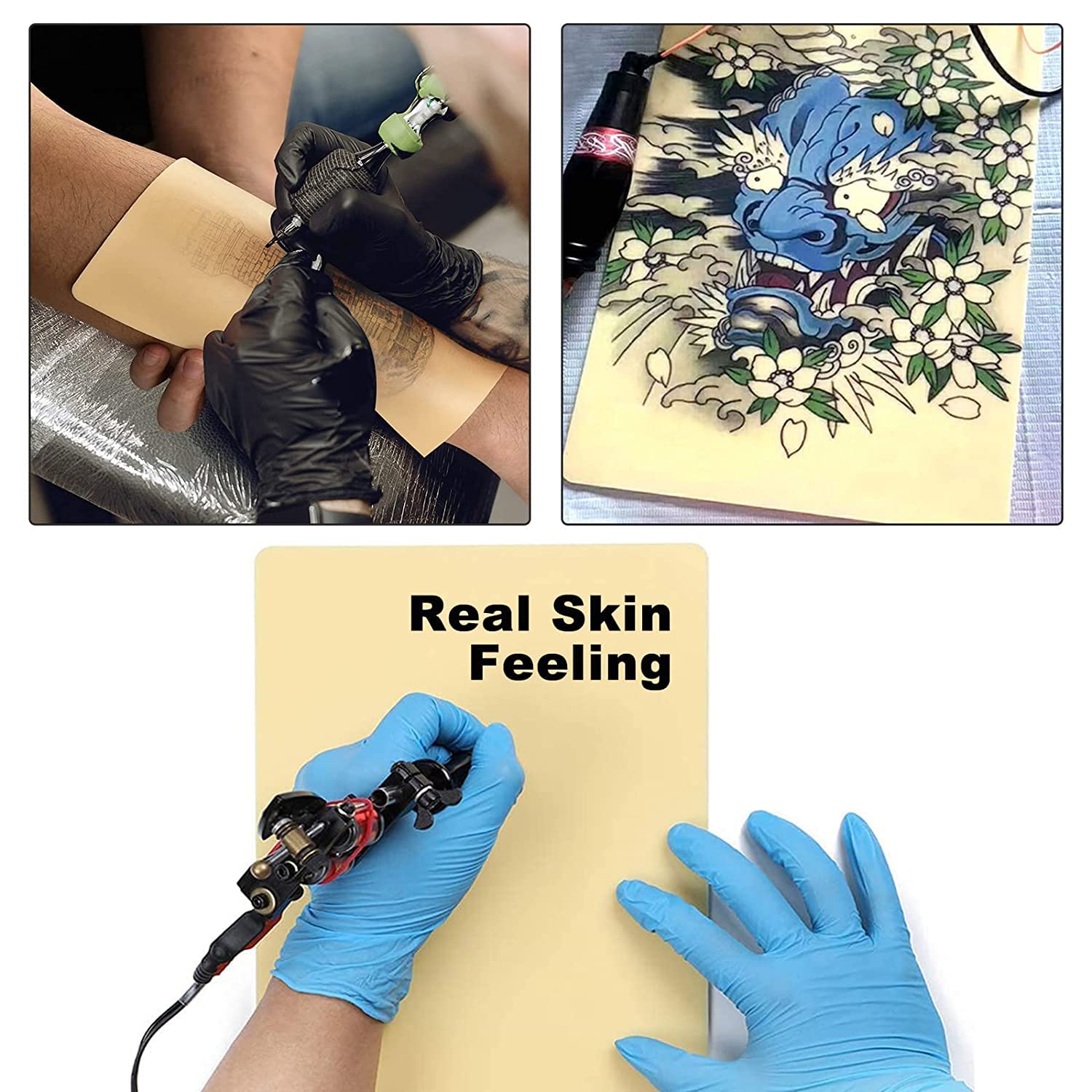 Fake Skin 3MM, Urknall 6PCS Tattoo Skins A4 Size Practice Skins Silicone Tattoo Skin 12'' * 8'' Blank Practice Skins Double Sides Skin Practice for Beginners and Artrists Tattoo Supplies